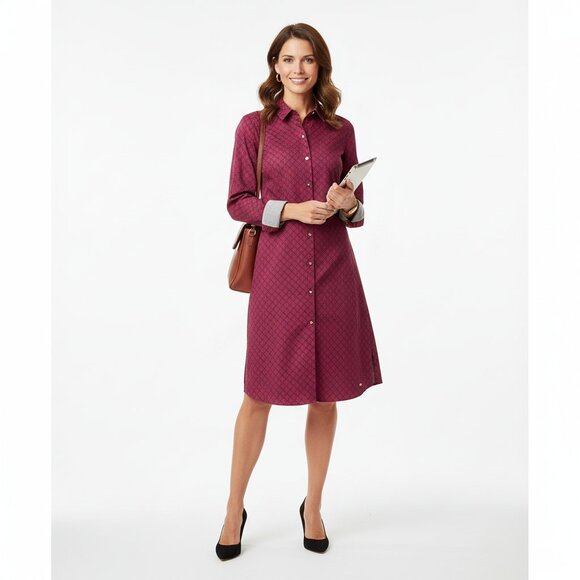 Tommy Hilfiger Shirt Dress Size M | Navy Belted Button Front Casual Workwear - Picture 1 of 6